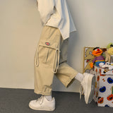 Men Sweatpants Overalls Men's Functional Wide Leg Loose Straight Pants Trend