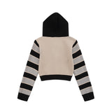 Women Sweater Short Hood Knitted Autumn Casual Zipper Sweater