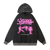 Men Hoodie Figure Printed Hoodie Retro Washed Distressed Loose Pullover Hoodie
