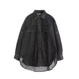 Women T-Shirt Loose Mid-Length Boyfriend Style Denim Shirt for Women