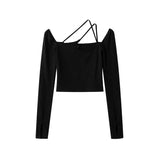 Women T-Shirt Spring Long-Sleeved, Slim-Fit, Short Top