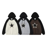 Men Hoodie Five-Pointed Star Embroidery Hooded Pullover