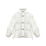 Unisex Jacket Winter Horn Button Simple down Jacket