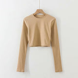 Women Skirt Crew Neck Slim-Fit Short Long Sleeve T-shirt Spring and Summer Suit