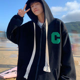 Men Hoodie Hong Kong Style Autumn Boys and Girls Hooded Loose Couple Coat