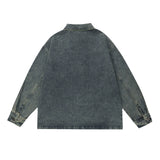 Men Denim Jacket Men's Loose Solid Color Washed Autumn Long Sleeve