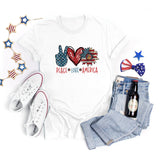 National Flag Day T Shirts Summer round Neck T-shirt Women's Short Sleeve Independence Day Women