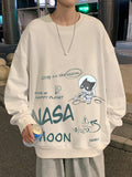 Men Hoodie Long Sleeve T-shirt Men Hong Kong Style Ins Hip Hop Loose round Neck