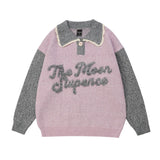 Women Sweater Color Matching Letters Sweater Women's Loose Autumn Sweater