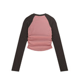 Women Long Sleeve T-Shirt Color Matching Long Sleeve T-shirt for Girls Spring and Autumn Casual