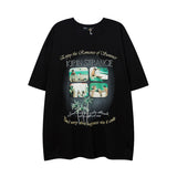 Men T Shirt Hip Hop Vintage Print Short Sleeves T-shirt Men and Women Casual