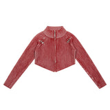 Women Sweater Women's Autumn Stand Collar Long Sleeve Zipper Sweater Coat