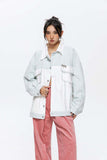 Unisex Jacket Autumn Monochrome Stitching Casual Coat Women's Clothing