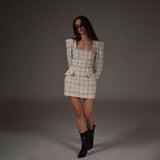 Women Desses Classic Style Square Collar Dress Fall Women's Hip-Wrapped Skirt