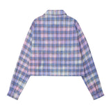 Women's Long Sleeve Shirt Color Tie-Dyed Plaid Long Sleeve Shirt Women's Loose