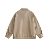 Unisex Jacket Autumn Geometric Split Leather Coat Women's Clothing