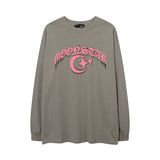 Men Long Sleeve Shirt Gothic Puff Print Couple Long Sleeve Bottoming T-shirt Men and Women