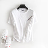 Women T-Shirt Short-Sleeved T-shirt Women round Neck White Base