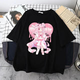 Women Oversized T-shirt Kawaii Goth Harajuku Music Girl Prin