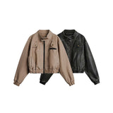Unisex Sweater Autumn Ultra-Short Leather Jacket