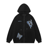 Men Hoodie Butterfly Paste Cloth Embroidery Hooded Jacket