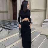 Women Dresses Dress Autumn Solid Color Long Sleeve round Neck