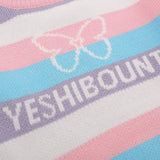Women Sweater Butterfly-Patterned Short Style Sweater Women's Autumn Contrast Color Long Sleeves Sweater