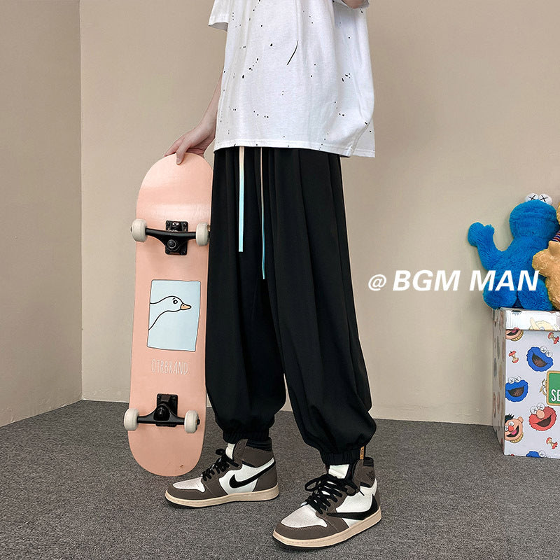 Men Sweatpants Casual Pants Men's Spring Loose Straight Wide-Leg Pants