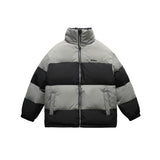 Unisex Sweater Winter Wide Striped Contrast Color Cotton Jacket