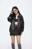 Unisex Jacket Autumn Retro Loose Leather Coat Women's Clothing