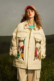 Unisex Jacket Autumn Twill Floral Coat Women's Clothing