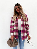 Plaid Trench Coat Autumn and Winter Long Sleeve Plaid Coat