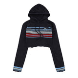 Women Sweater Short Hood Knitted Girls' Fall Color-Blocking Sweater