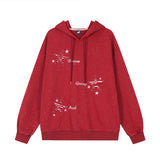 Men Hoodie Hole Five-Pointed Star Embroidered Hoodie