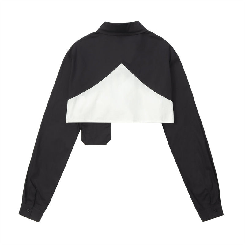 Women Long Sleeve Shirt Short Shirt Women's Spring and Autumn Stitching Contrast Color Long Sleeves Shirt