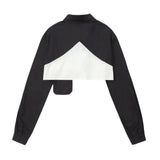 Women Long Sleeve Shirt Short Shirt Women's Spring and Autumn Stitching Contrast Color Long Sleeves Shirt