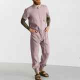 Men Pant Casual Suit Summer Short-Sleeved One-Piece Overalls