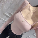 Women Long Sleeve Shirt Vest Short Long Sleeve Top