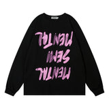 Men Hoodie Graffiti Printed Crew Neck Sweatshirt