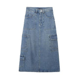 Women Skirt Women's Denim Dress Female Spring Washed-out Vintage