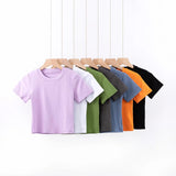 Women T-Shirt Women's T-shirt Summer round Neck Short Sleeves Short Top