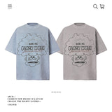 American vintage street T-shirt retro hand-painted cartoon print men's summer loose