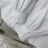 Women T-Shirt Long Sleeve Striped Shirt Women Spring Puff Sleeve Loose Top