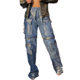 Women Cargo Pants Jeans for Women Baggy Straight Trousers Autumn