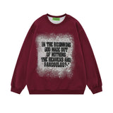 Men Hoodie Spring and Autumn Letter Printed Crew Neck Sweatshirt Retro Loose Casual Long Sleeve Pullover