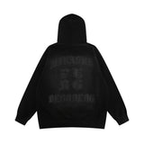 Men Hoodie Letter Puff Print Long Sleeve Hooded Sweater