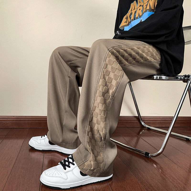 Men Sweatpants Vintage Checkerboard Pants Loose Track Sweatpants
