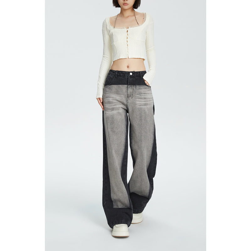Unisex Jeans Men's and Women's Loose Straight Wide-Leg Pants
