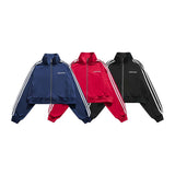 Unisex Jacket Autumn Fashion Striped Ultra Short Coat