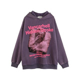 Men Hoodie Retro Figure Statue Printed Sweater Washed Pullover Hoodie